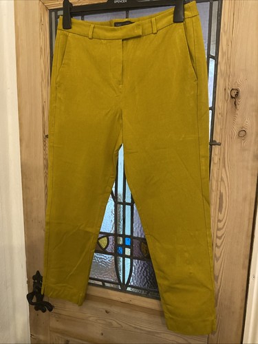 Size 14 Ochre ‘winter Lime’ M&S Collection Cotton Blend Trousers