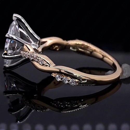 2.00Ct IGI E VS1 Marquise Lab Grown Diamond Engagement Ring In 14K Two-Tone Gold - Picture 12 of 20