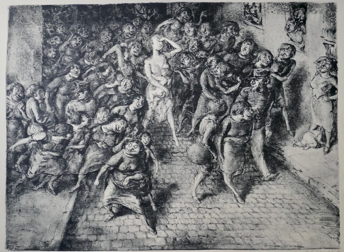 A. Paul Weber Lithographie 1967, signiert, Madonna / Die Kollaborateurin