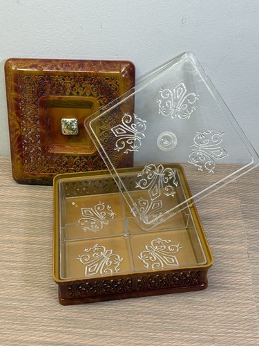 Kunststoff Waschtischbox mit herausnehmbarem vier Fächern Ablage und passendem Deckel Vintage  - Bild 3 von 11