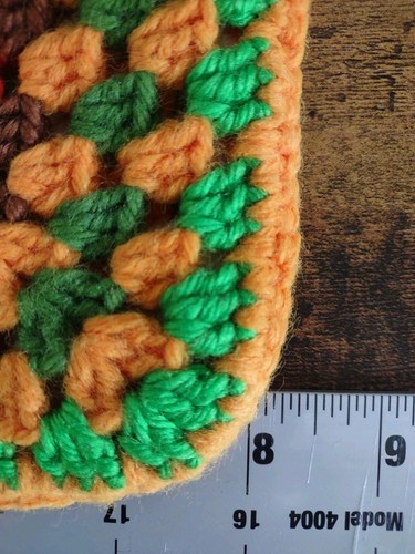 Vintage 8" Square Yarn Crochet Pot Holder Fall Autumn Colors Trivet Handmade - Picture 3 of 3