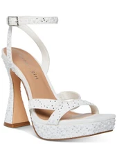 MADDEN GIRL Womens White 1" Platform Zanee Toe Flare Heeled Sandal 8 M