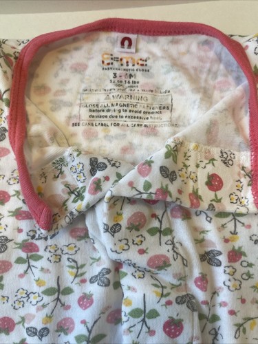 Pigiama Bambina E=MC Magnetico Fragola Floreale Taglia 3-6 Mesi - Foto 3 di 3