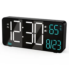 6.7 inch Small Digital Clock for Bedroom, Auto Dimming with Date, Temp Display