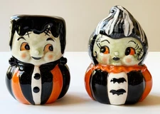 Johanna Parker Transpac Frankenstein & Bride salt and pepper shakers NIB