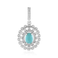 Cavill SilberanhäNger TüRkis Oval Cabochon Zirkon Akzent Damen Schmuck