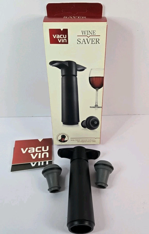 Bomba economizadora de vinho Vacu Vin preta com rolha de vinho a vácuo - mantenha seu vinho fresco - Imagem 2 de 4
