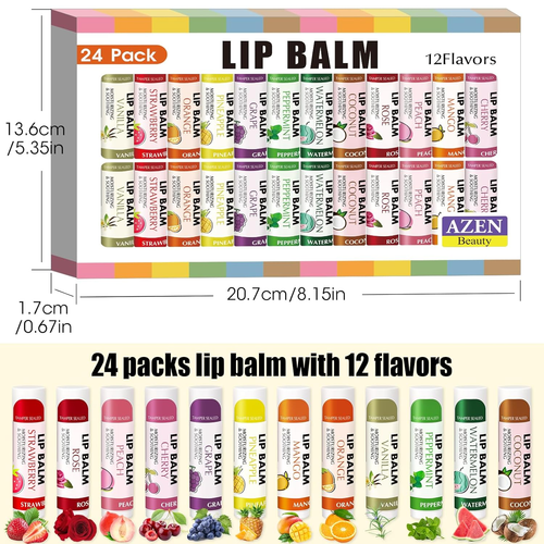 24er Pack Lippenbalsam, natürlicher Lippenbalsam Großpackung, Lippenpflegeprodukt, feuchtigkeitsspendender Lippenbalsam - Bild 8 von 12