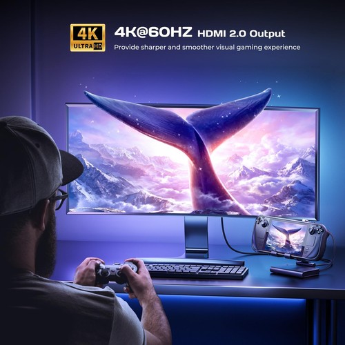 Stacja dokująca Steam Deck 6-w-1 z regulowanym stojakiem - 4K@60Hz HDMI, 1000Mbps Etherne... - Zdjęcie 3 z 7