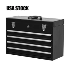 US Stock Portable 4 Drawer Steel Tool Box Garage and Warehouse Repair Metal Box
