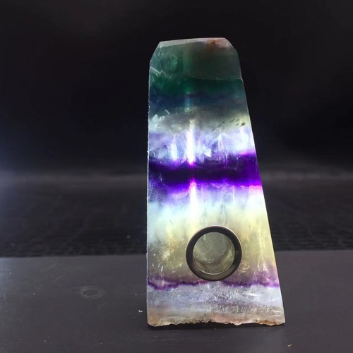 Natural Colorful Fluorite Crystal Quartz Rock Wand Smoking Pipe Healing Specimen - Picture 9 of 10