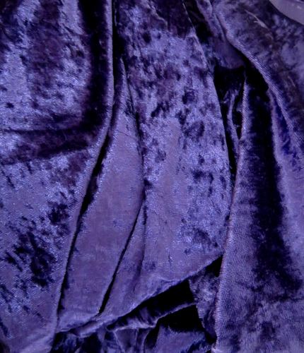 Panne Crushed Velvet Fabric 1.6 mts x 160cm Dark Midnight Blue colour