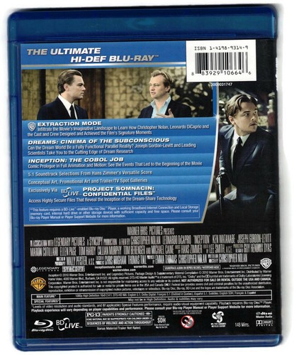 Inception (Blu-ray/DVD, 2010, 3-Disc Set) Very Good - Picture 4 of 4
