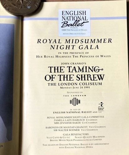 1991 Taming Of The Shrew English National Ballet London Coliseum Princess Diana - Picture 9 of 10