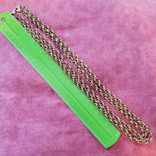 Collar de colección largo pesado de eslabones de cadena tono dorado doble hilo de 28" N2 - Imagen 17 de 19