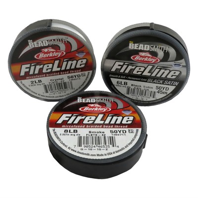 50 Yards FIRELINE Microfused Braided Bead Thread CRYSTAL/SMOKE/BLACK SATIN 