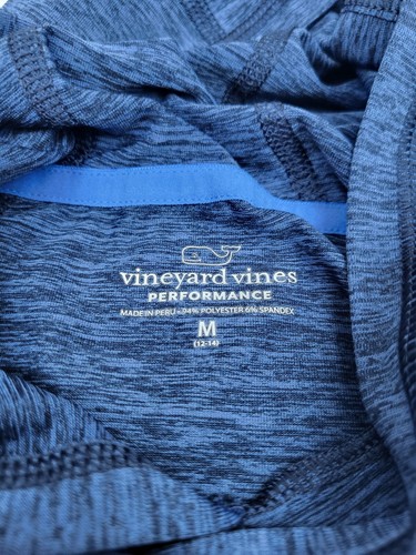 Vineyard Vines Performance Hoodie Boys Medium 12-14 Blue Stretch Whale Logo Top - Picture 3 of 10