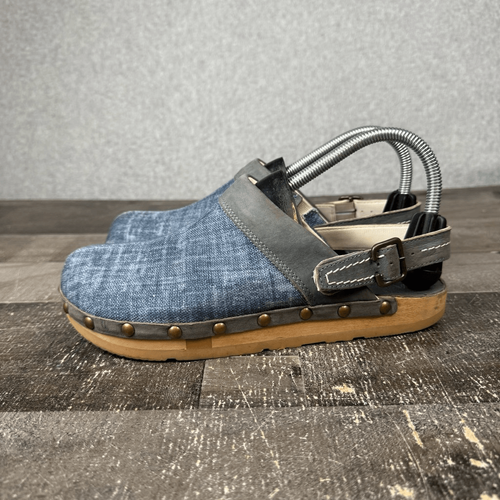 Scarpe Kalso Earth Shanti donna 8 slip on tessuto denim, zoccoli borchie pelle mul - Foto 4 di 10