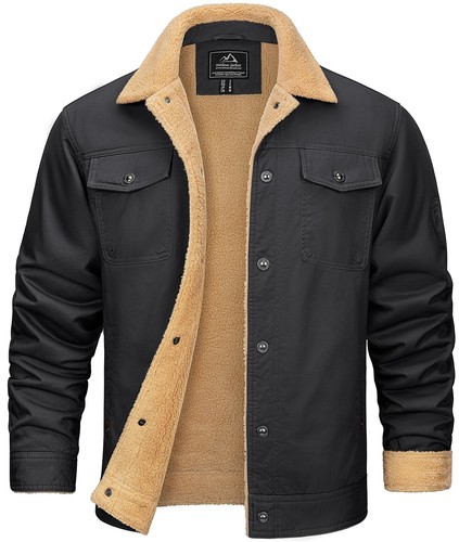 Chaquetas de invierno para hombre Sherpa forradas de lana cargo informales gruesas cálidas chaquetas de bombardero - Imagen 10 de 47