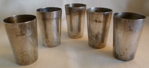 SET OF 5 ANTIQUE 835 SILVER WINE CUPS BY GEBRUDER KUHN GERMANY - 106 grams