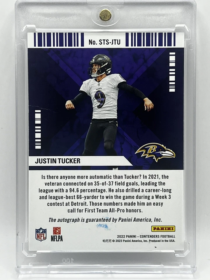 2022 Panini Contenders Sunday Ticket JUSTIN TUCKER AUTO #/99 - Image 3 of 3