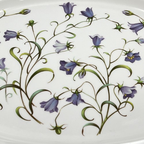 Plato ovalado Spode Campanula flores silvestres azules hueso China Inglaterra 15 pulgadas - Imagen 7 de 9