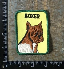 Vintage BOXER Dog Breed Animal Pet Embroidered Sew-On Patch Portrait 1970s Twill