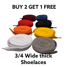 Strings 3/4" Extra Wide Thick Fat For Sneakers, Boots, & Shoes 45" to 72 TUBULAR
