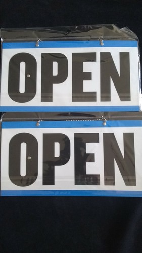 2 Open Closed Sign Chain 2 sided 11.5 x 6. STORE Hours 2 FREE SUCTION CUPS - Picture 6 of 7