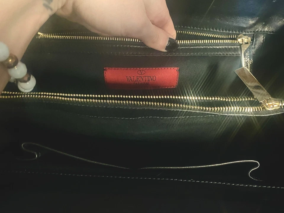 Valentino Garavani Demetra Leather Floral Lace Frame Satchel Tote Bag - Image 3 of 4