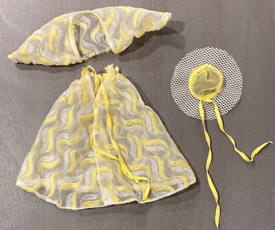 Vintage 1978 Barbie Pretty Changes Yellow Lace Cape Outfit 1970s Doll Clothes