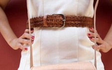 Ceinture tressée 100% en cuir véritable différentes couleurs