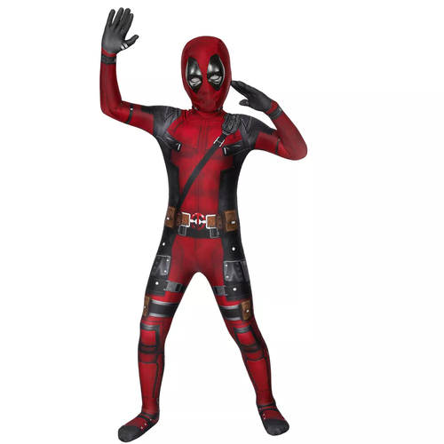 Kids Deadpool Cosplay Jumpsuit Deadpool 3 Boys Cos Bodysuit Halloween Costume - Picture 11 of 29
