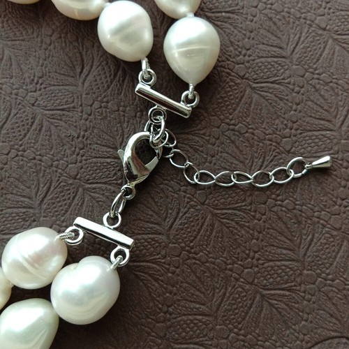 2 Reihen kultivierte schwarze Keshi-Perle weiße Reisperle Halskette für Frauen Schmuck - Bild 11 von 11
