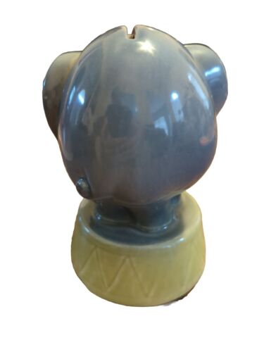 Vintage American Bisque Ceramic Circus Figural Elephant Coin Change Bank - Picture 3 of 6