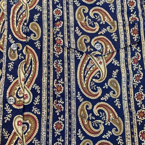 Vintage Roper Rodeo Blue Shirt Mens Med/Lrg Navy Paisley Button Down Western USA - Picture 4 of 9