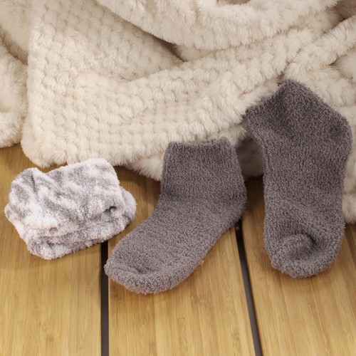Women's Girl Fuzzy Warm Fluffy Tie-Dye Colorful Fun Ankle Socks - 2 Pairs - Picture 11 of 42