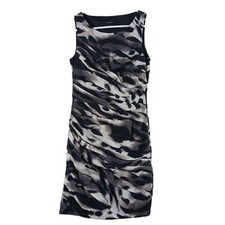 Ann Taylor Sleeveless Ruched Mini Sheath Dress Size 2 Watercolor Animal Print