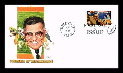 DR JIM STAMPS US COVER VINCE LOMBARDI LEGENDARY FOOTBALL COACHES FDC FLEETWOOD
