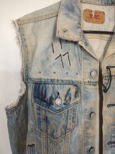LEVIs Denim Punk Rock Vest Econochrist Unisex 40R Custom Vintage Distressed Rare - Picture 7 of 11