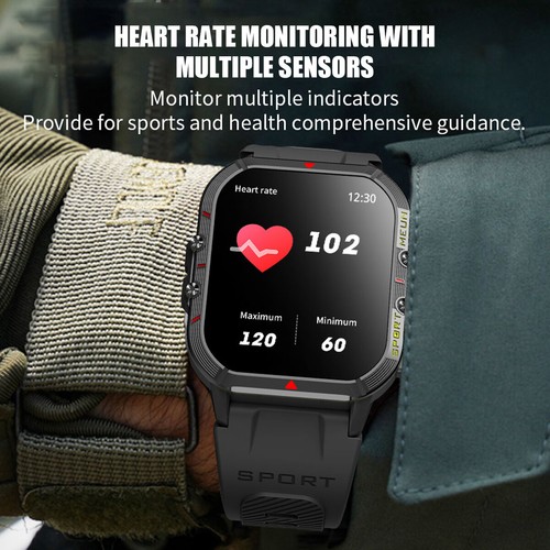 Military Smart Watch for Men Answer/Make Calls Rugged Heart Rate Fitness Tracker - Picture 11 of 12