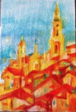 French Riviera Landscape ORIGINAL oil painting onCanvas Board,signed ByTheArtist