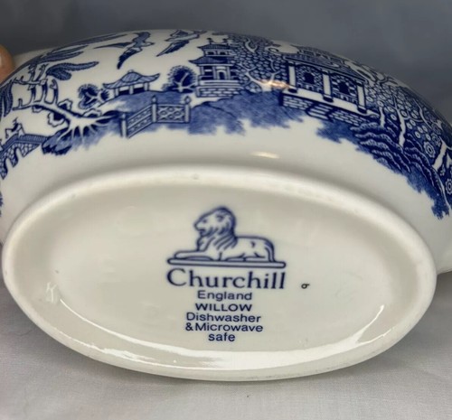 Vintage Churchill England Blue Willow Keramik Sauciere / Sauciere - Bild 15 von 16