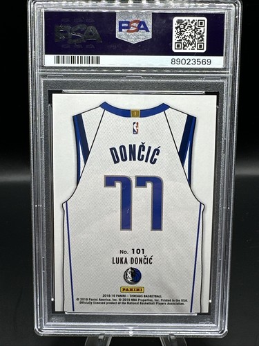 Camiseta deportiva 2018 Panini Threads LUKA DONCIC Dazzle White Rookie #101 PSA 10 RC - Imagen 2 de 2