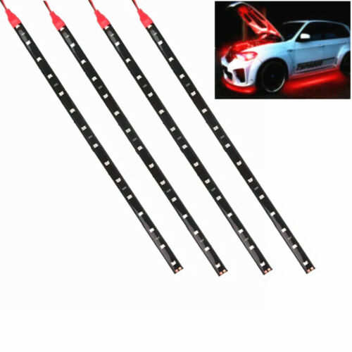 4Pcs Waterproof Red Lights 12V Car Home 15 LED 3528 SMD IP65 Flexible Strip 30cm - Picture 5 of 11