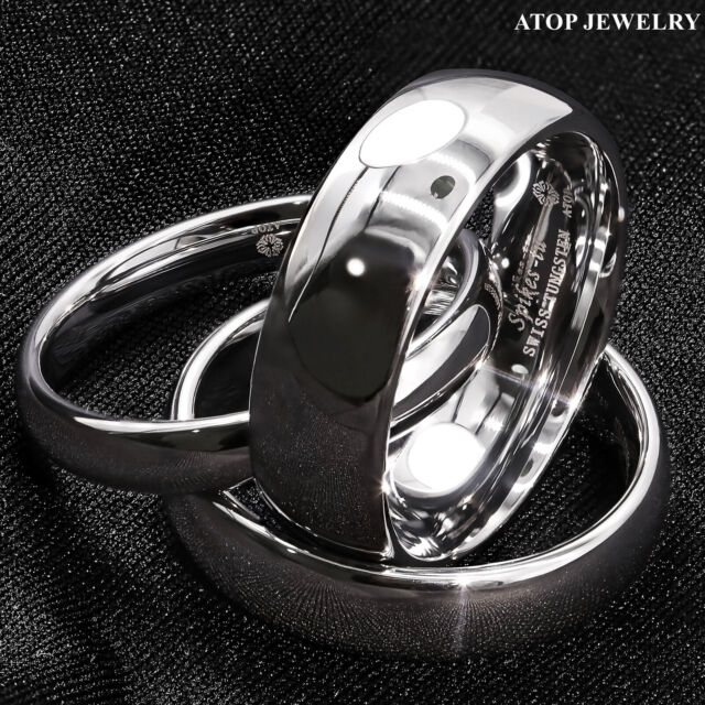 Tungsten Carbide Silver White Polish Dome Wedding Band Ring ATOP Men's Jewelry Tungsten Carbide Silver White Polish Dome Wedding Band Ring ATOP Men's Jewelry