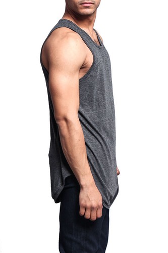 Victorious Men's Basic Long Length Curved Hem Tank Top Sleeveless T-SHIRTS -TT47 - Picture 9 of 67