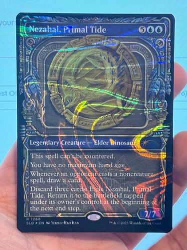 1X HALO FOIL Nezahal, Primal Tide SHOWCASE MINT MTG Magic Secret Lair Dinosaurier