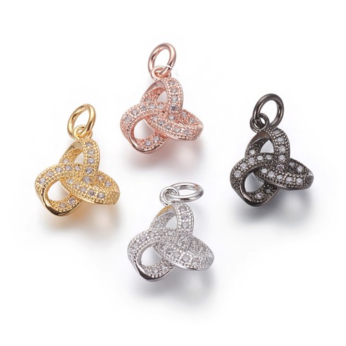 Micro Pave Cubic Zirconia Trinity Knot/Triquetra Tiny Pendants/Charms.10.5x12.5m - Picture 1 of 6