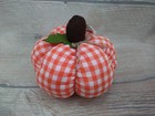 New Large Fabric Pumpkin  Orange Gingham Check Plaid Fall Farmhouse Halloween